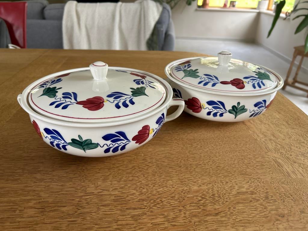 Set van 2 Boerenbont soepkommen met deksel, Ophalen