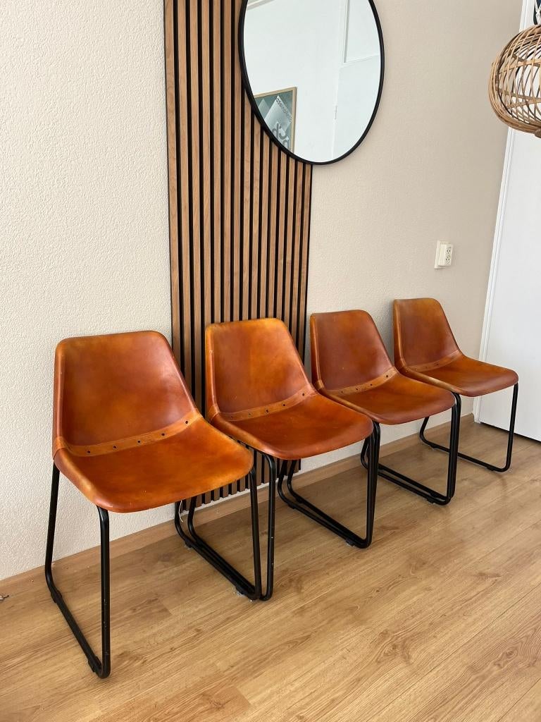 Eetkamerstoelen, Gebruikt, Bruin, Ophalen of Verzenden, Vier