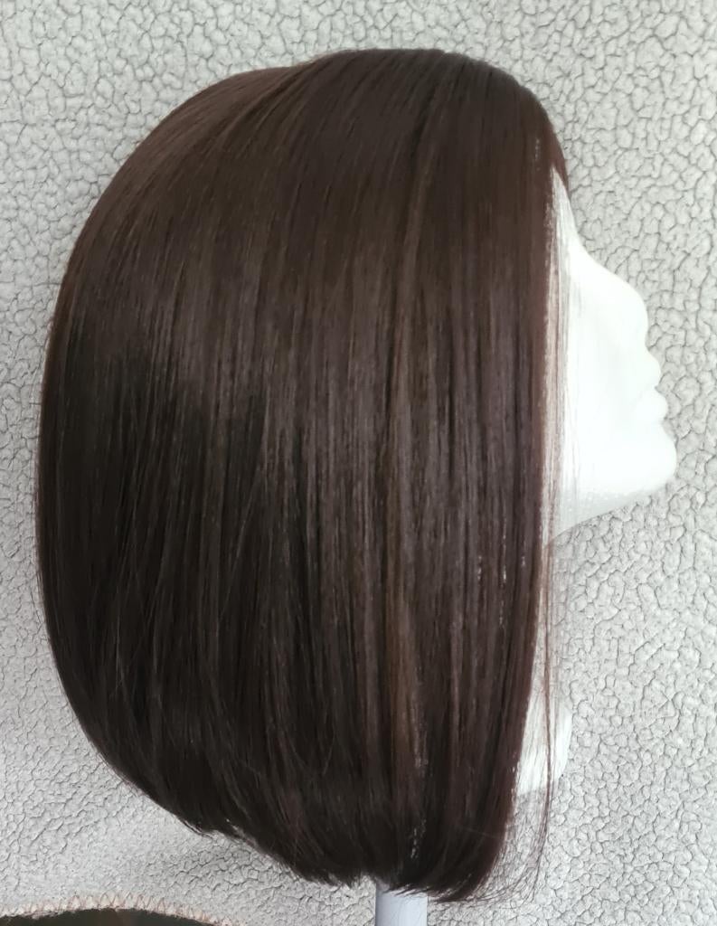 Nw, pruik, donker bruin, 42 cm. Synthetisch, voelt niet zo, Sieraden, Tassen en Uiterlijk, Uiterlijk | Haarverzorging, Ophalen of Verzenden