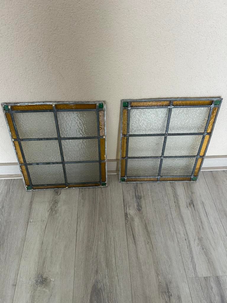 Glad in lood raampjes (2), Ophalen, Gevelraam of Ruit, Gebruikt, Minder dan 80 cm