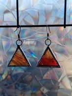 Handgemaakte glas-in-lood oorbellen (driehoek), Overige materialen, Hangers, Nieuw, Oranje