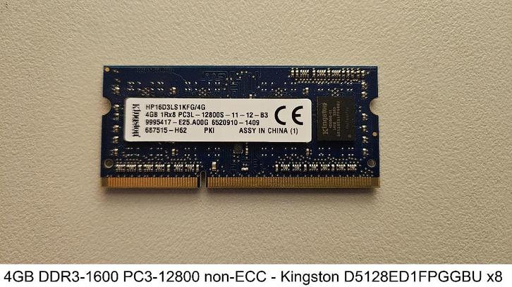 Vintage 204-pins DDR3 SODIMM (PC3-12800), Computers en Software, RAM geheugen, Gebruikt, Laptop, 4 GB, DDR3, Ophalen of Verzenden