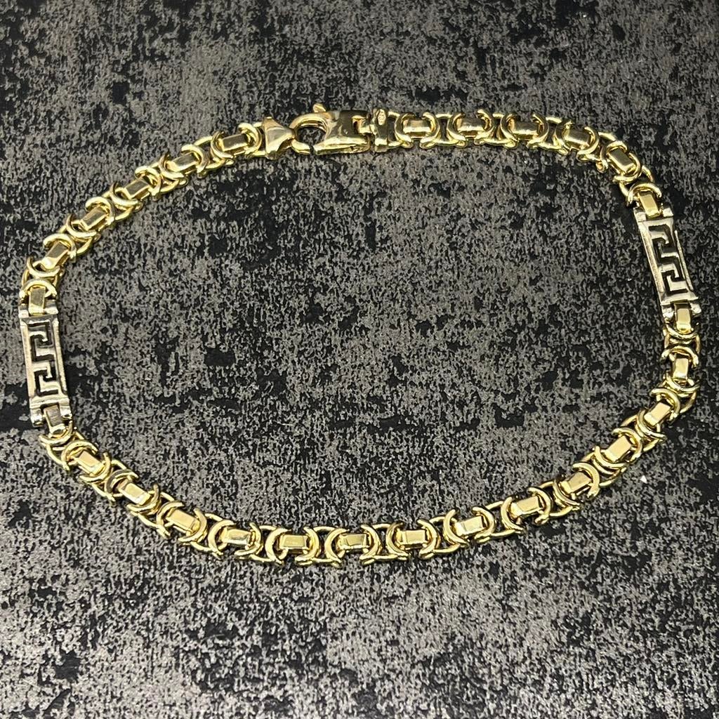 14k gouden armband massieve platte koningsschakel, Ophalen of Verzenden, Zo goed als nieuw, Goud