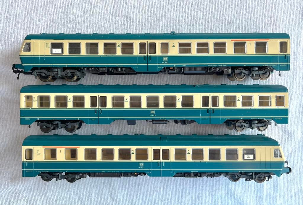 Fleischmann 4434 DB BR 614 dieseltrein 3-delig H0, Gebruikt, Fleischmann, Ophalen of Verzenden, Analoog