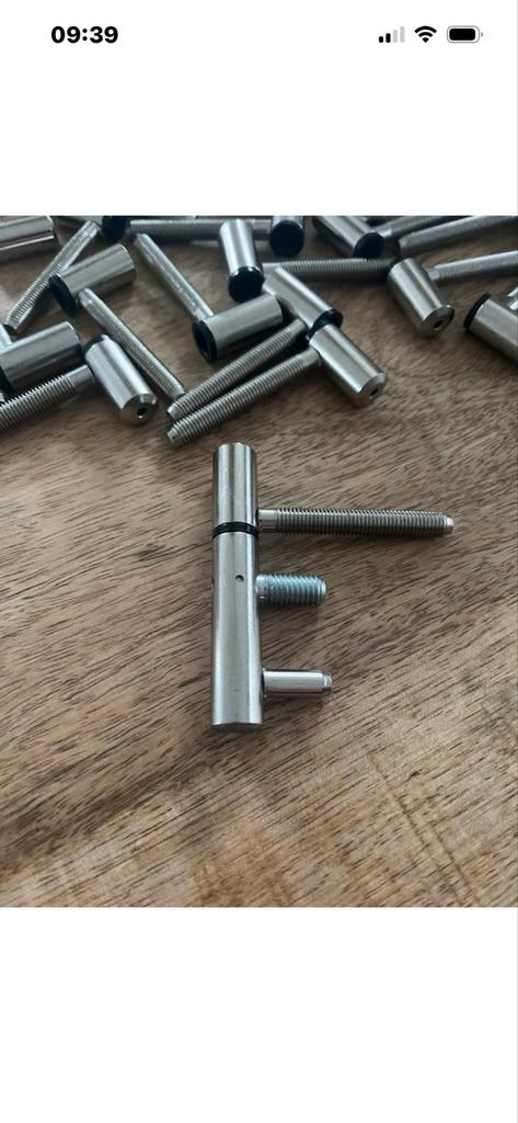 Scharnieren met schroefdraad, Ophalen of Verzenden, Nieuw, Rvs, Scharnier