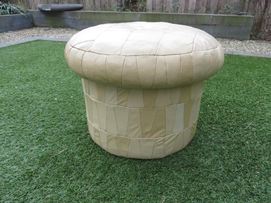 Vintage jaren 70 de Sede patchwork mushroom poef, Ophalen, Minder dan 50 cm, Rond, Zo goed als nieuw