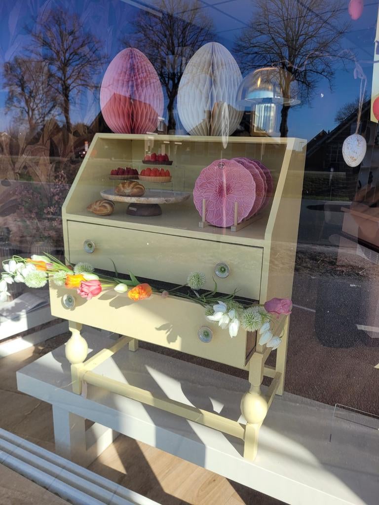 Brocante kastje met open vak en 2 lades, Ophalen, Gebruikt