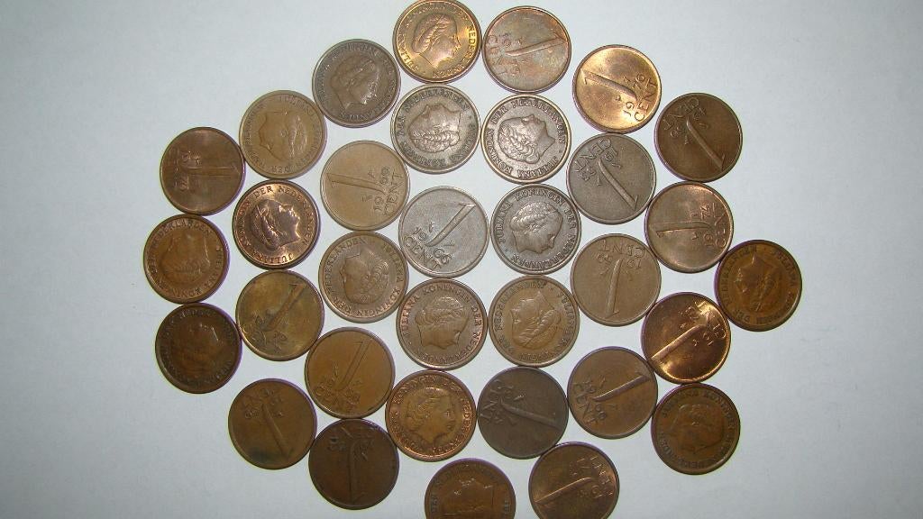 Nederlandse bronzen centen serie 1948 t/m 1979, Ophalen of Verzenden, Koningin Juliana, 1 cent