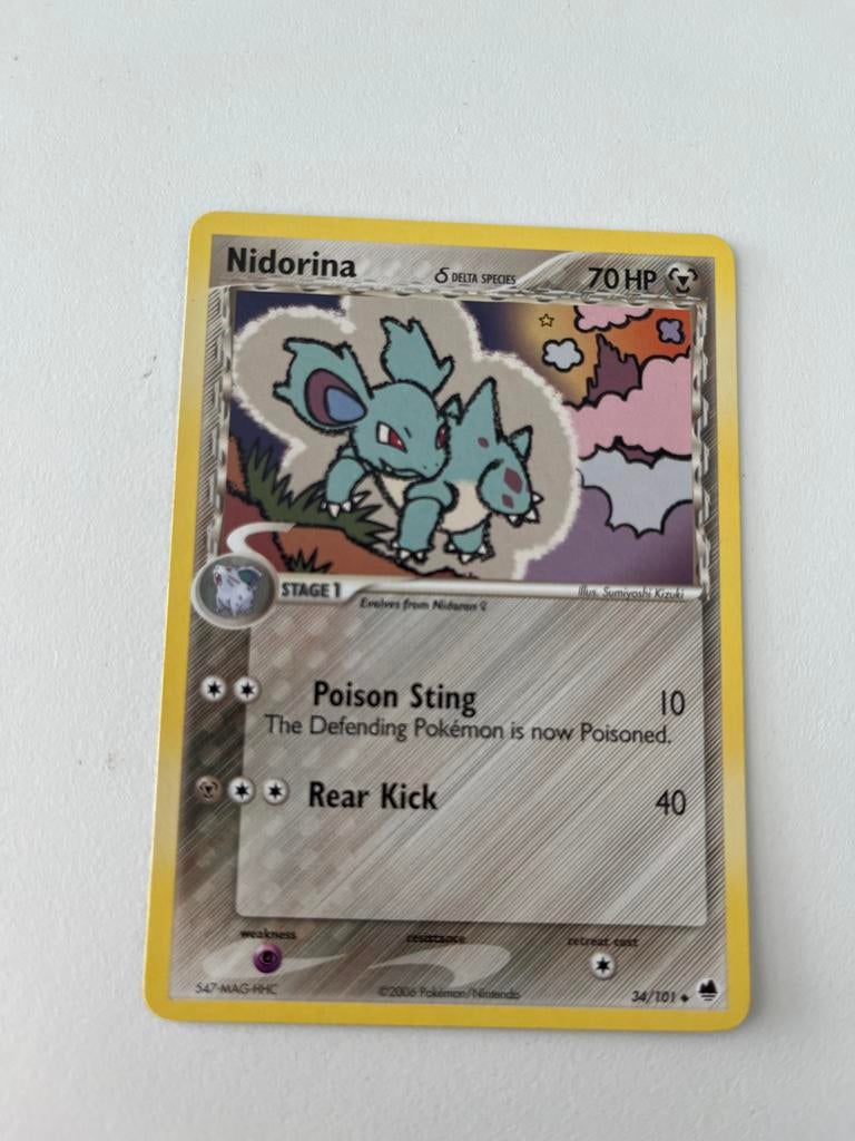 Nidorina Pokemon Kaart (34/101) Dragon Frontiers, Ophalen of Verzenden, Zo goed als nieuw, Losse kaart