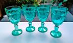 Antiek Anna Groen Uranium Glas - 4 Sorbet ijscoupe Glazen, Ophalen of Verzenden