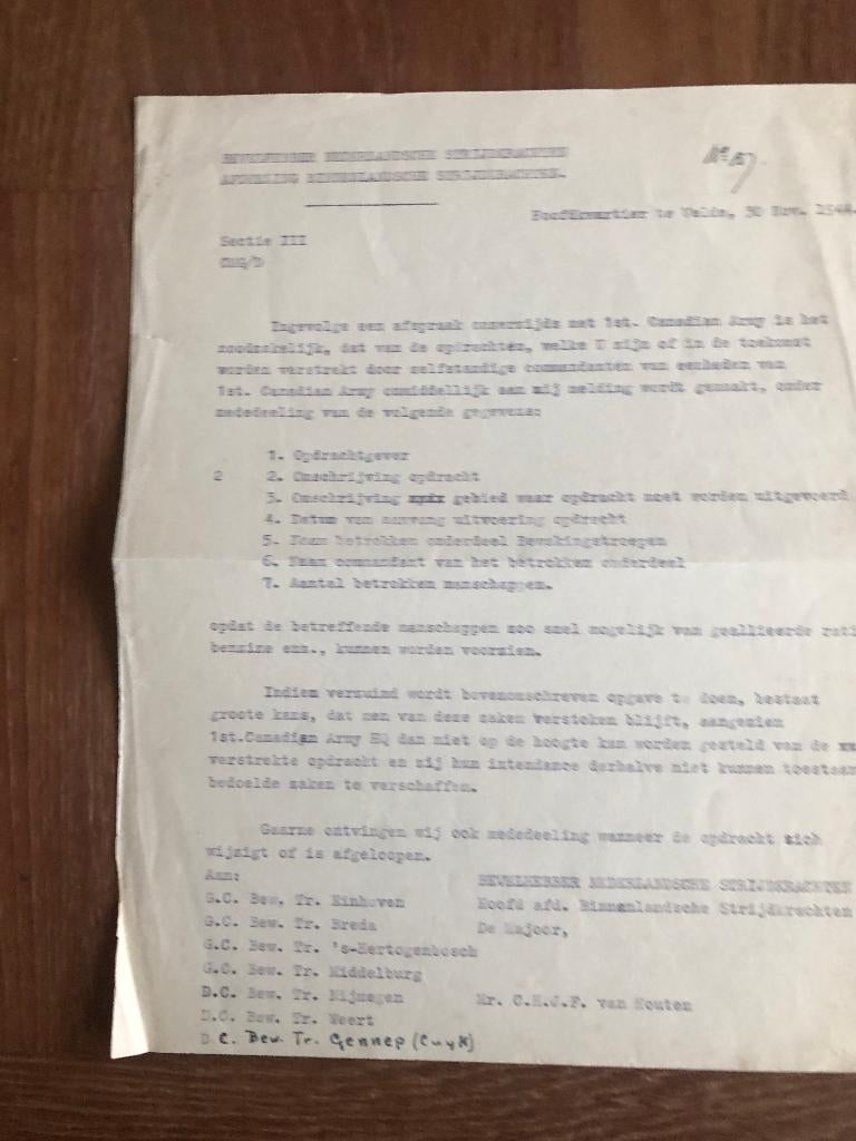 30-11-1944. 1st. Canadian Army werkt samen met N.B.S., Verzamelen, Militaria | Tweede Wereldoorlog, Verzenden, Nederland, Overige typen