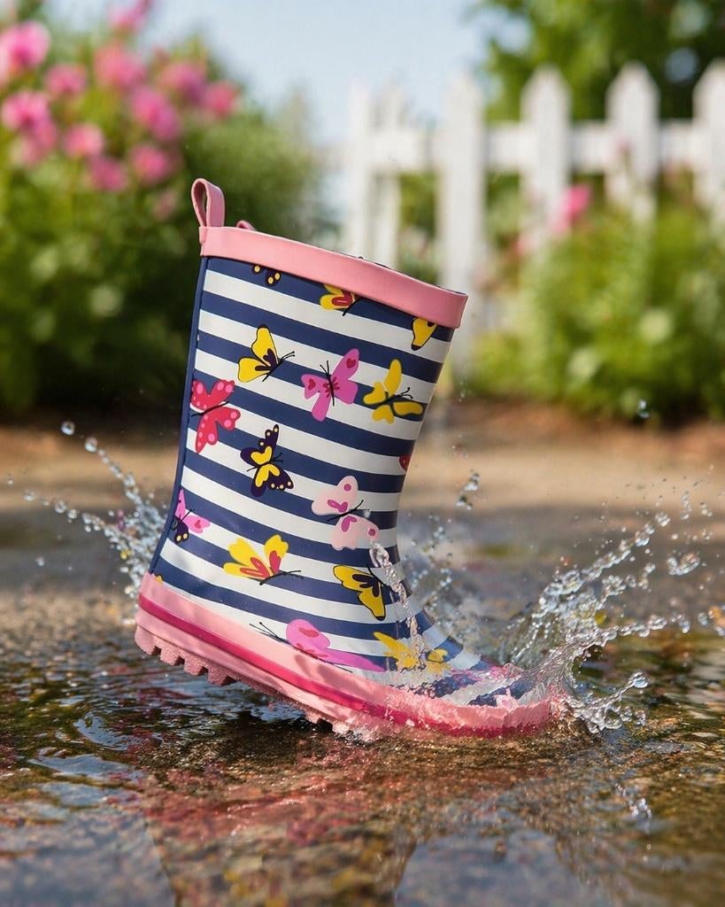 Partij kinderschoenene rubberen Gevavi regenlaarzen vlinder, NHP International, Meisje, Sales@nhp-international.com, Ophalen of Verzenden