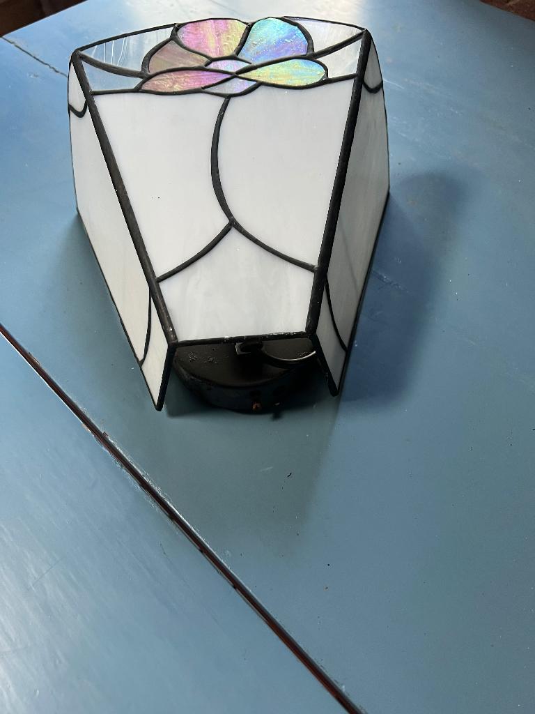 Tiffany stijl wandlamp glas-in-lood – vintage look, Ophalen, Gebruikt, Glas