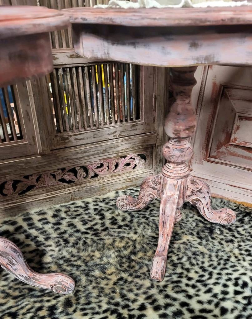 Shabby/Boho/Pink/Wijntafeltje/Tafeltje/Bijzettafel, Ophalen of Verzenden