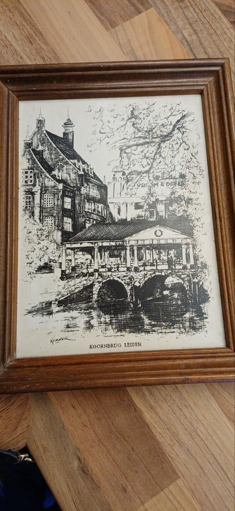 Vintage Keramieken Tegel Koornbrug Leiden – Kemner (Ingelijs, Ophalen of Verzenden