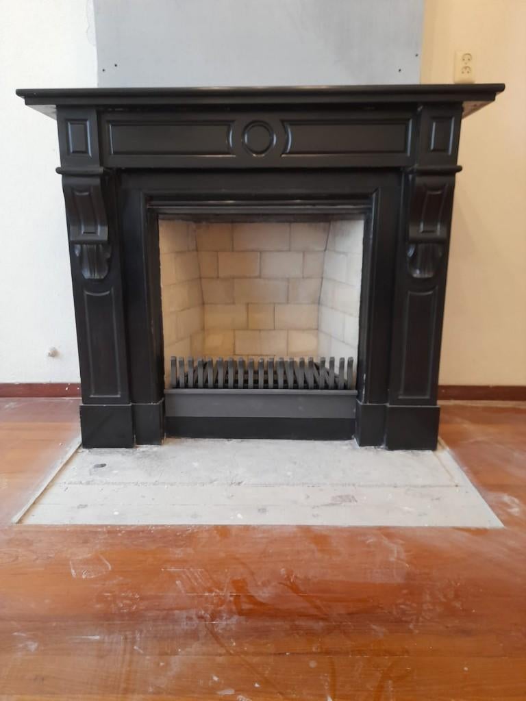 antieke zwart marmeren schouw/schouwen, Huis en Inrichting, Haarden, Ophalen of Verzenden, Zo goed als nieuw, Vrijstaande haard