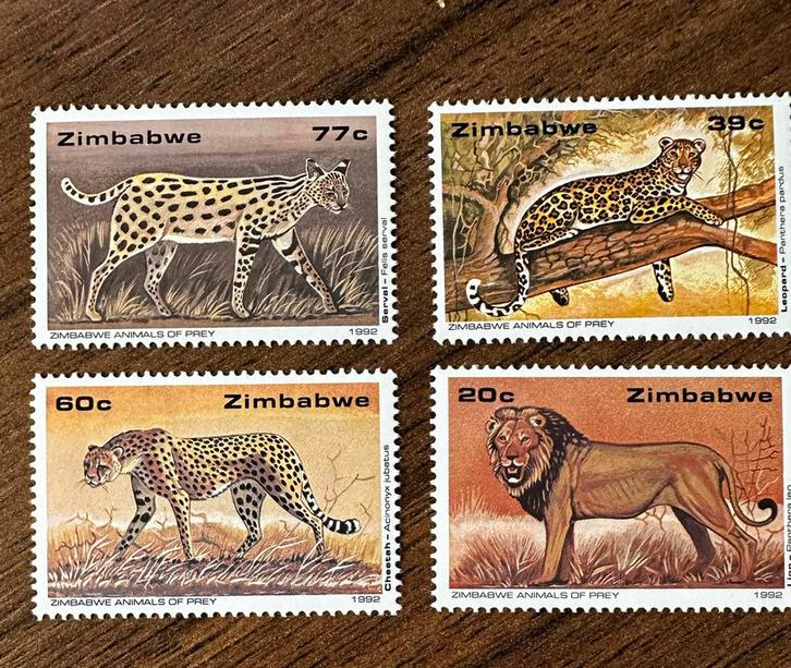 Zimbabwe 1992 postfris katachtigen serval leeuw, Postzegels en Munten, Postzegels | Afrika, Postfris, Zimbabwe, Ophalen of Verzenden