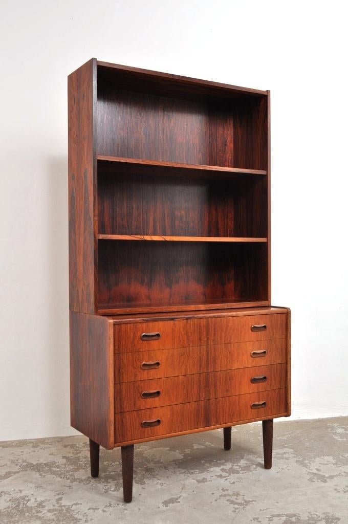 Vintage palissander boekenkast ladekast kast Deens jaren 60, Gebruikt, 3 of 4 laden, 150 tot 200 cm, 25 tot 50 cm