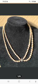 GOUD - GOUDEN ANTIEK SLOT m. DIAMANTEN 13 AAN PAREL COLLIER, Gebruikt, Verzenden, Met edelsteen, Goud