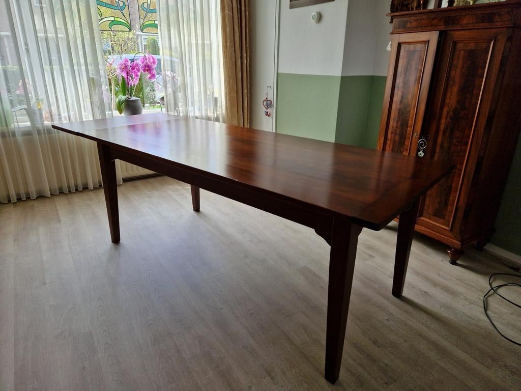 een handgemaakte tafel door een meubelmaker uit Noordwijk aa, Zo goed als nieuw, Vijf personen of meer, Rechthoekig, 50 tot 100 cm