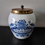 Delfts Blauwe Flemoxin Pot met Messing Deksel, Ophalen of Verzenden
