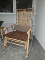 Bamboe schommelstoel met bruin zitkussen, Ophalen, Gebruikt, Bruin, Stof