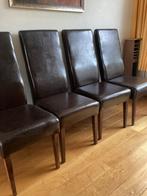 4 leren eetkamerstoelen - Zeer goede staat, Ophalen, Bruin, Leer, Zo goed als nieuw