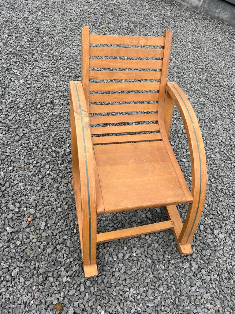 Houten stoel met gebogen armleuningen, Ophalen of Verzenden, Overige typen