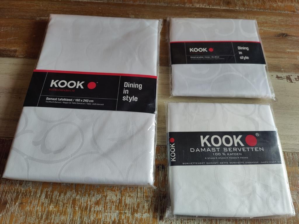 Tafelkleed KOOK damast 240/160 & servetten, Verzenden, Nieuw, Rechthoek, Binnen