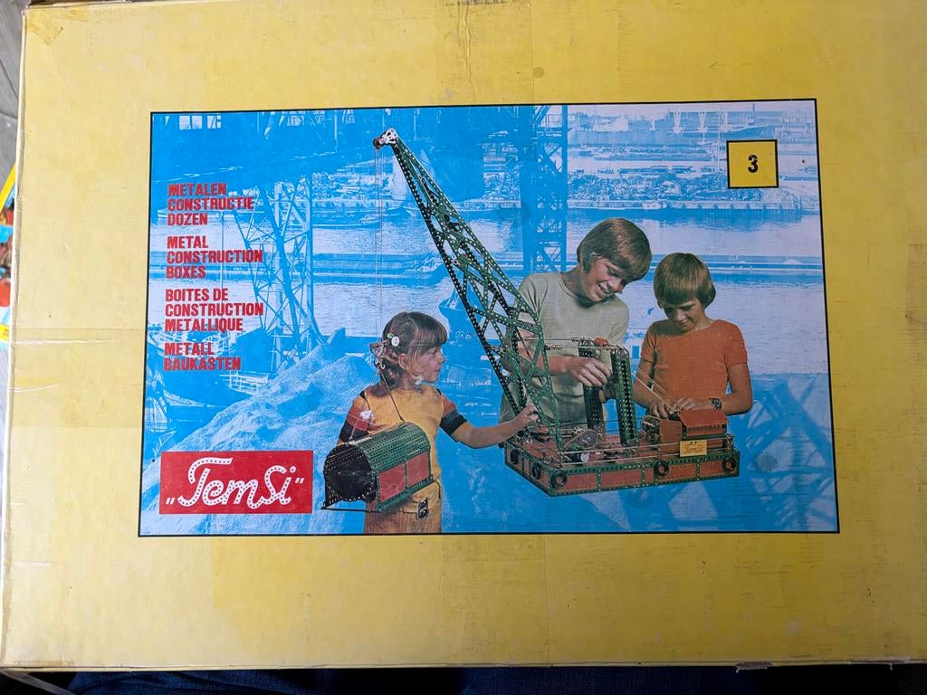 Vintage Temsi metalen constructiedoos - Bouwdoos, Overige merken, Gebruikt, Temsi, Ophalen of Verzenden