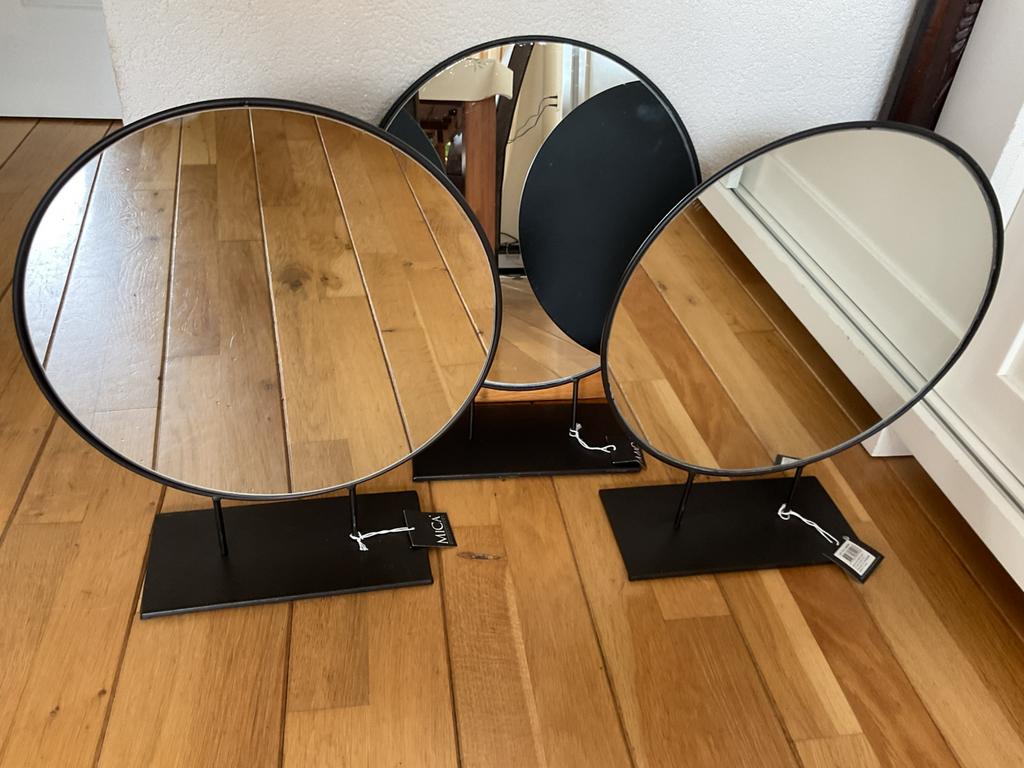 Drie staande ronde spiegels ideaal voor kapsalon, Ophalen, Minder dan 50 cm, Rond, Nieuw