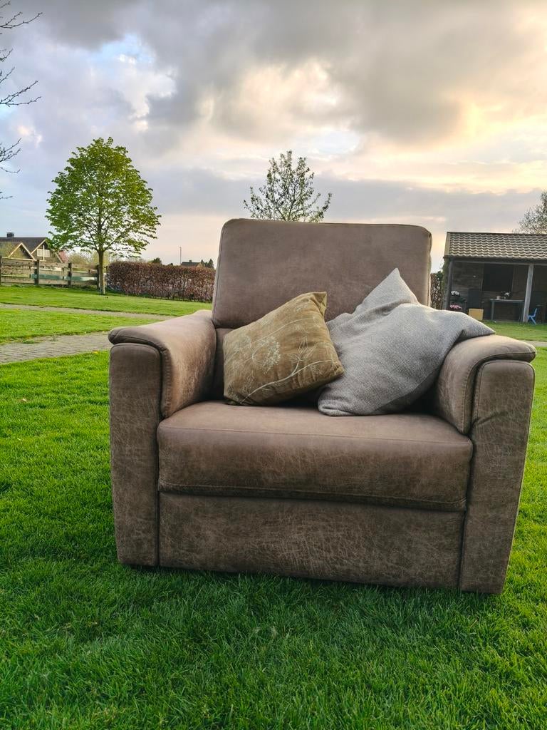 Leren Love Seat/Fauteuil - 103D x 100B x 110H, Ophalen, Gebruikt, 100 tot 125 cm, Leer