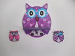 Wand plankje uil en 2 kleinere uiltjes - hout, Huis en Inrichting, Ophalen of Verzenden, Gebruikt