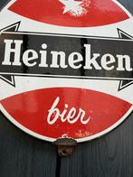 Heineken emaille reclamebord 23 cm, Reclamebord, Gebruikt, I, Ophalen of Verzenden