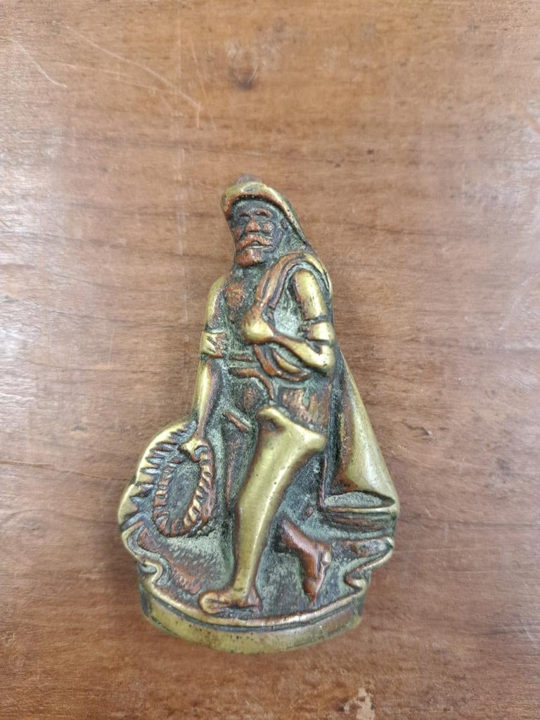 Oude bronzen deurklopper 'Handelsman' - 8x5 cm, Ophalen of Verzenden