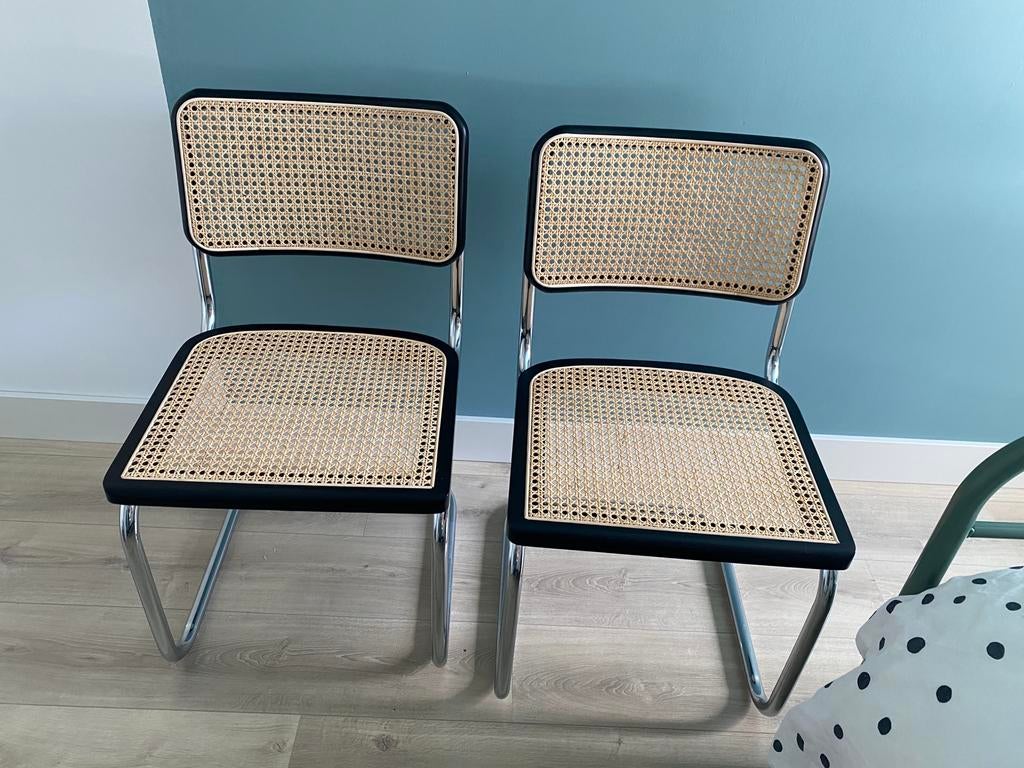 Marcel breuer cesca stijl vintage webbing stoel by Fonq, Ophalen, Zo goed als nieuw, Zwart, Twee