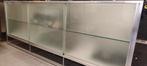 Design dressoir/vitrinekast met melkglas en aluminium, Modern design, 100 tot 150 cm, Ophalen of Verzenden, 200 cm of meer