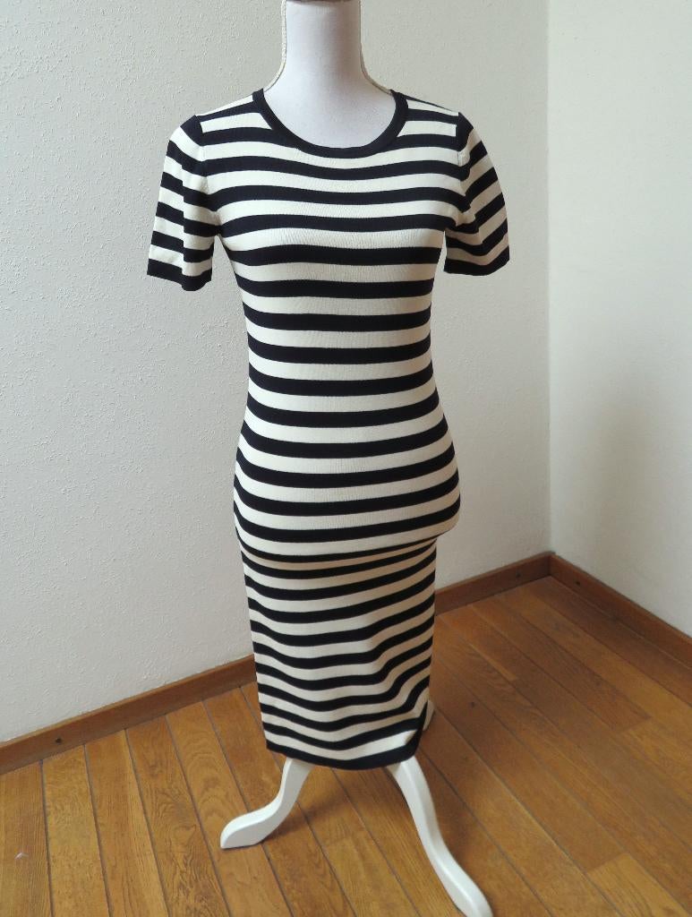 G82 NIKKIE nieuwe skinny jurk blauw wit maat 38, Maat 38/40 (M), Blauw, Nieuw, Ophalen of Verzenden