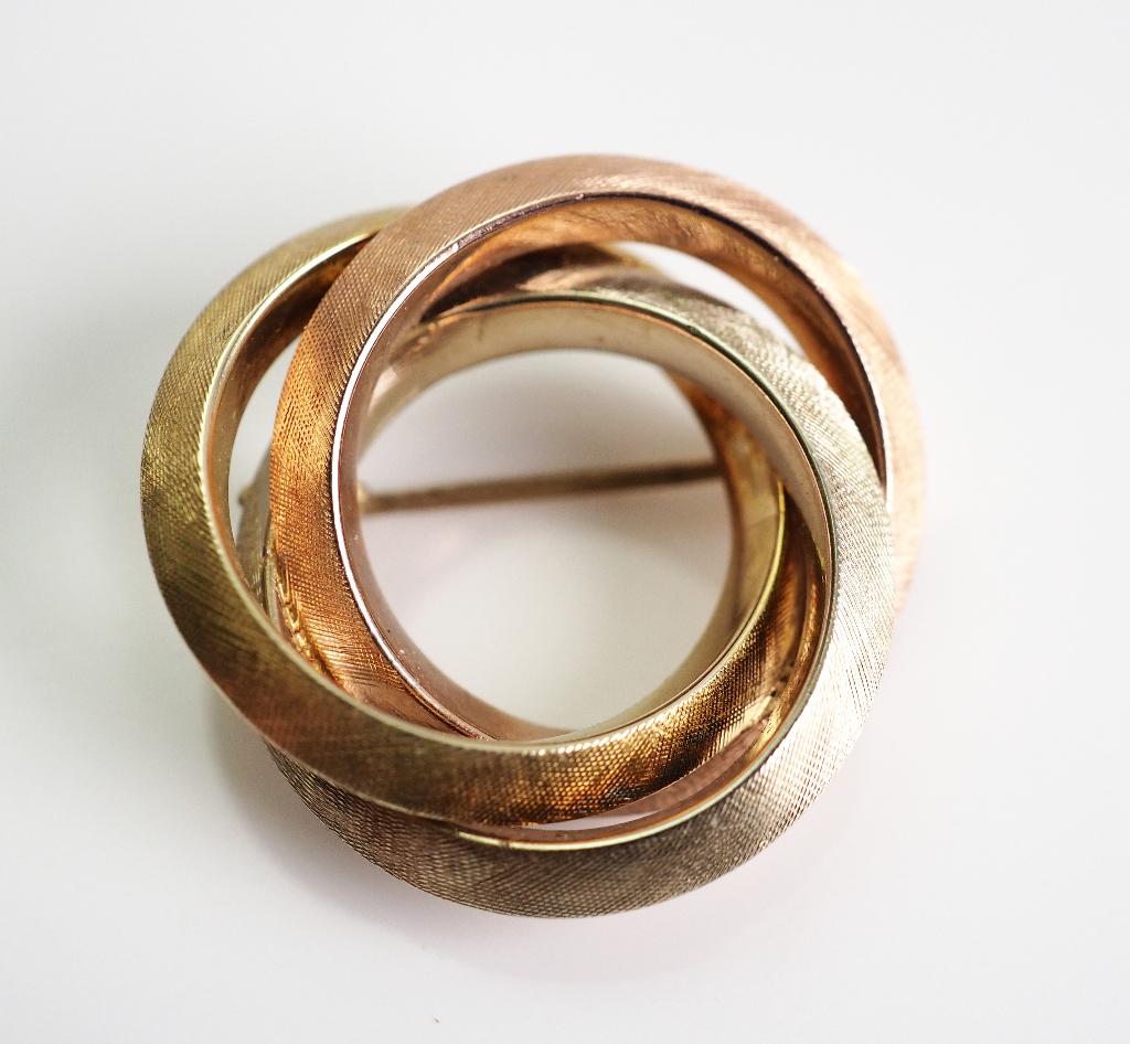 14 krt gouden Trinity broche, ., Minder dan 4 cm, Ophalen of Verzenden, Zo goed als nieuw