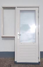 Hardhouten kozijn (vlagkozijn) met buitendeur en uitzetraam, Doe-het-zelf en Verbouw, Deuren en Horren, Ophalen, Buitendeur, Gebruikt