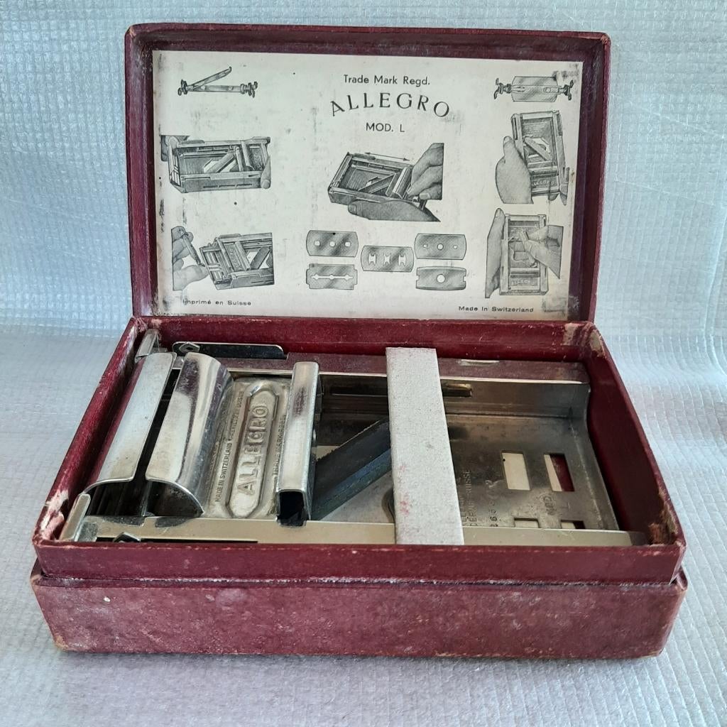 Allegro slijp- en aanzetapparaat voor scheermesjes Zwitsers, Antiek en Kunst, Ophalen
