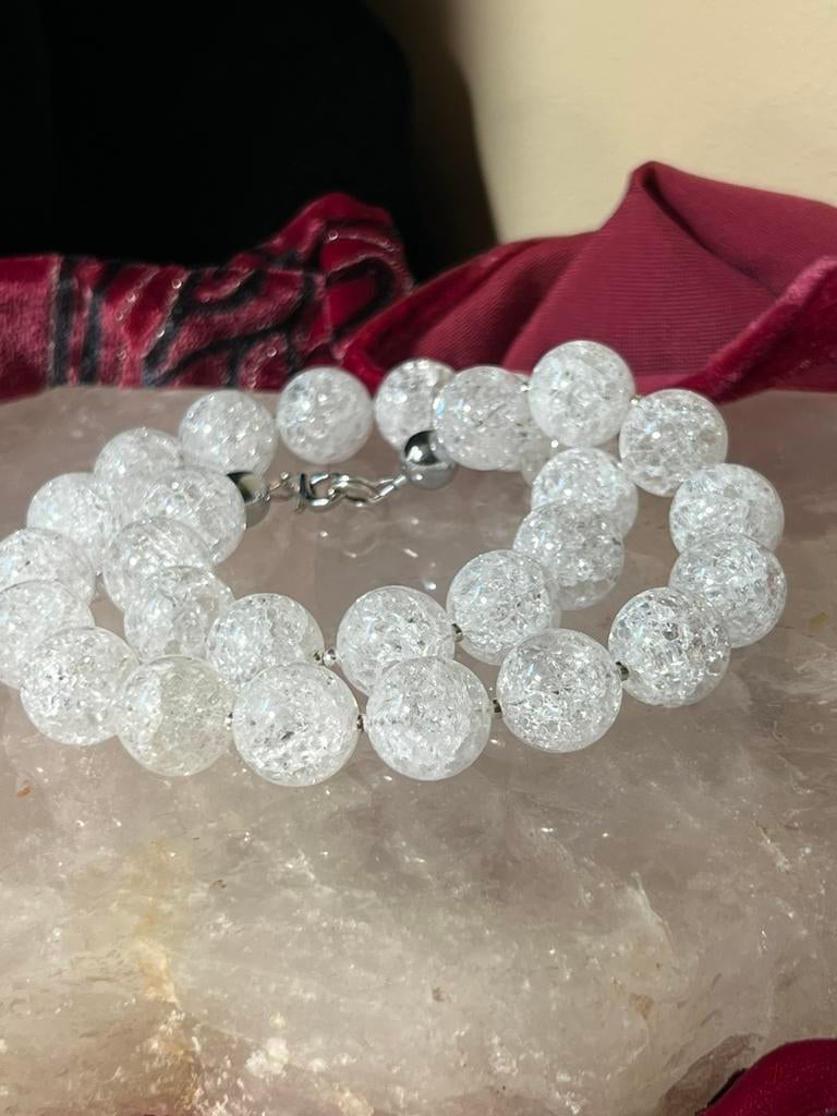 Bergkristal fire and ice iriskwarts hoge trilling eyecatcher, Wit, Nieuw, Verstelbaar, Ophalen of Verzenden