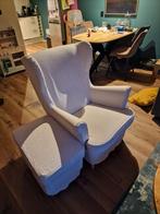 IKEA STRANDMON fauteuil met poef - Comfortabel en stijlvol, Ophalen, Rond, 75 tot 100 cm