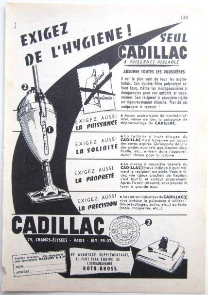 3 vintage advertenties reclames Cadillac stofzuiger 1958-59, Verzamelen, Ophalen of Verzenden, Gebruikt, Overige typen