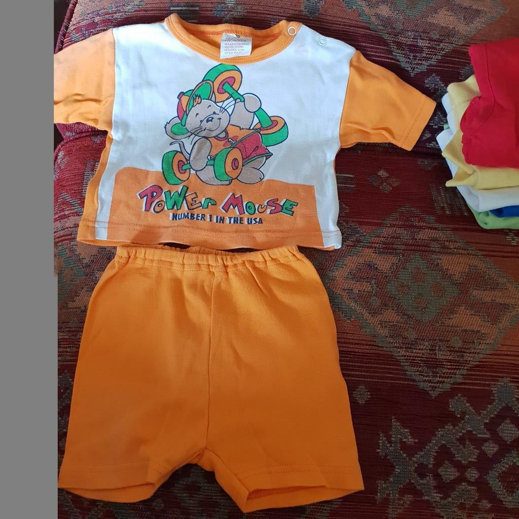 Dumbell muis baby set broekje shirt 62 68, Kinderen en Baby's, Babykleding | Maat 68, Ophalen of Verzenden, Zo goed als nieuw