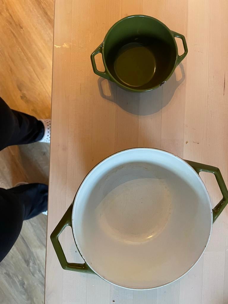 Deense Copco Gietijzeren Dutch Oven - Groen, Ophalen of Verzenden, Gebruikt, Gietijzer, Koekenpan of Braadpan