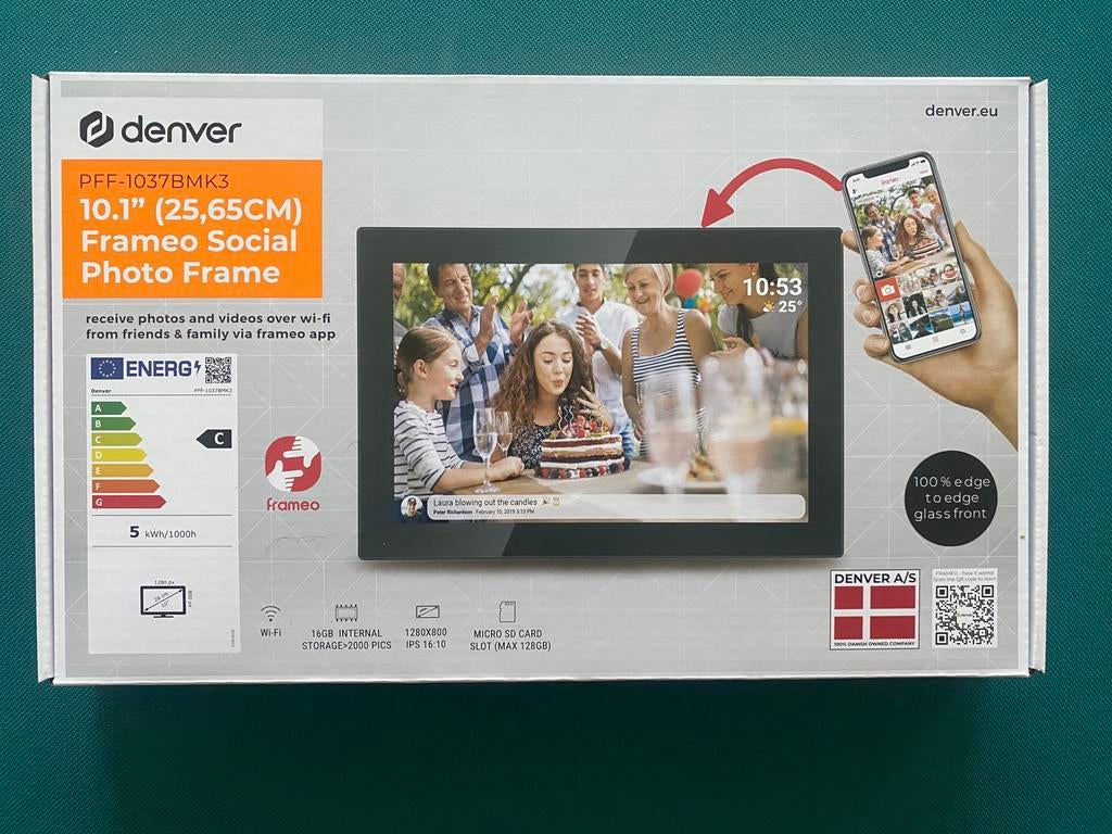Denver Frameo Social Photo Frame PFF-1037BMK3 10.1 inch, Audio, Tv en Foto, Fotografie | Digitale fotolijsten, Nieuw, Ophalen of Verzenden