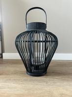 Zwarte lantaarn / windlicht met glazen cilinder, Ophalen, Zo goed als nieuw