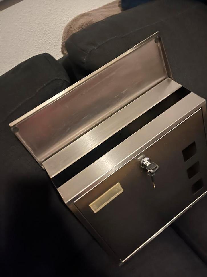 Stevige RVS muur brievenbus postbus, Tuin en Terras, Brievenbussen, Gebruikt, Wandbrievenbus, Rvs, Ophalen