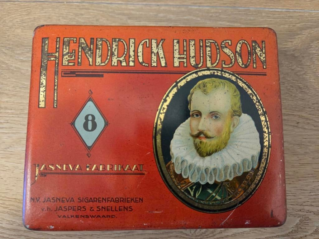 Vintage Blik Hendrick Hudson Sigaren Jasneva Valkenswaard, Verzamelen, Blikken, Ophalen of Verzenden